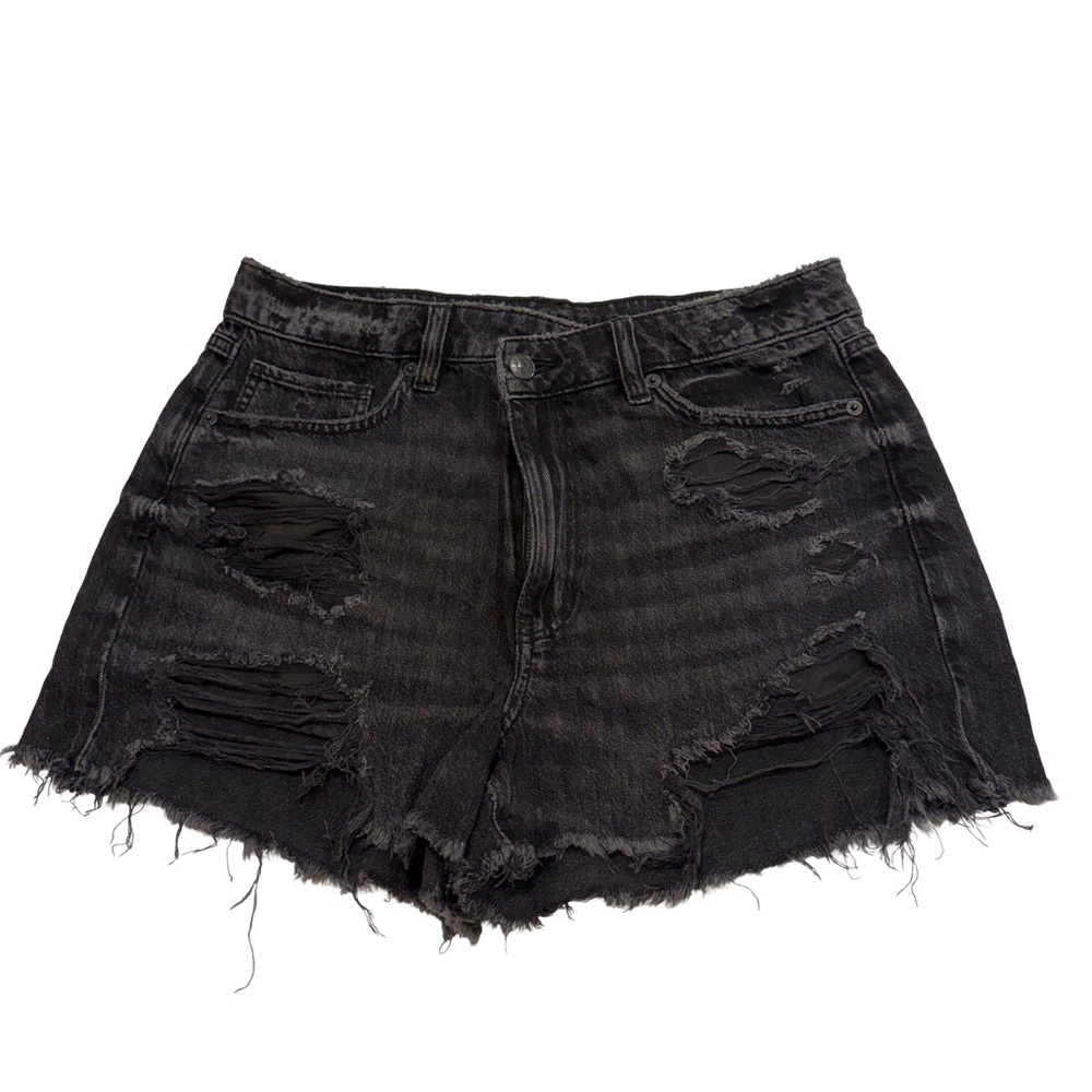 American Eagle Black Distressed Jean Shorts